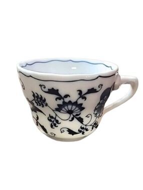Vintage Blue Danube Coffee Tea Cup Flared Scalloped Rim Porcelain Blue & White